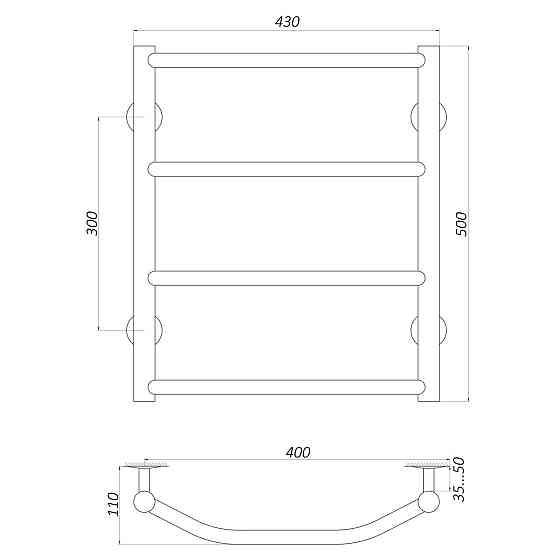 Рушникосушарка UNIO LT W 500-400-4 Драбинка Трапеція вода (000020642) Київ