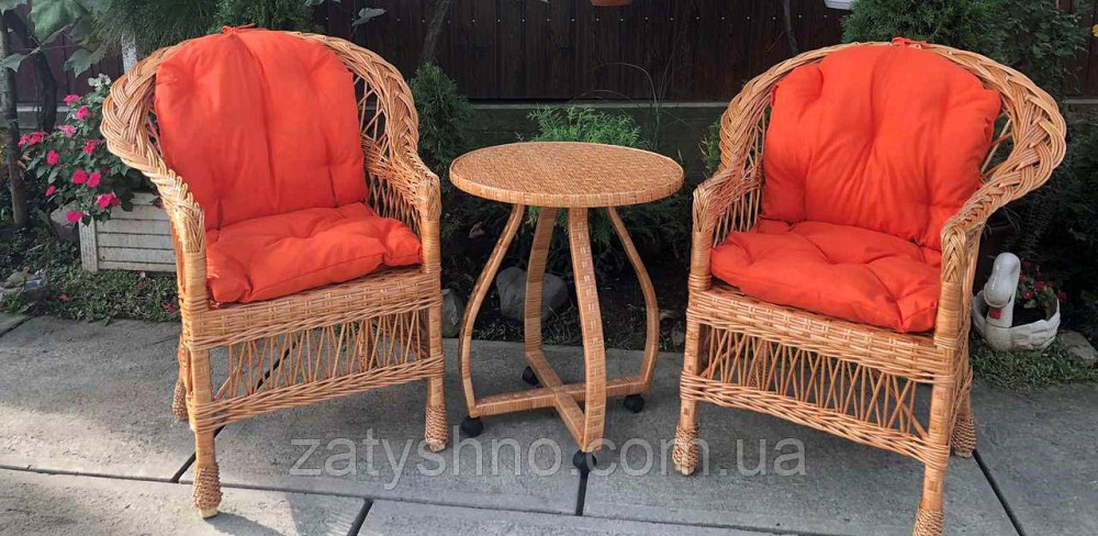 Плетеная мебель с круглым столом  |Мебель из лозы  с накидками |мебель из лозы с подушками Киев - изображение 2