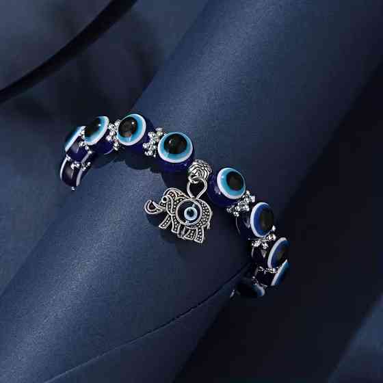 Браслет-оберіг від злого ока з намистинами та підвіскою слон Київ