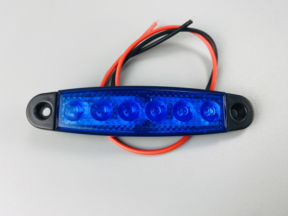 Ліхтар LED габаритний 24V IP67 6 led діодів SMD синій, оптична лінза + кріплення для авто Мукачево - фото 10