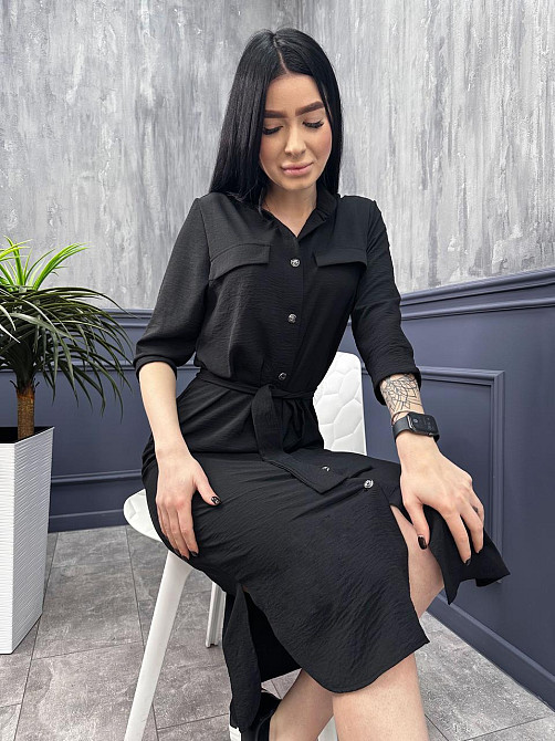 Довга сукня-сорочка з поясом "Marcella" оптом | Батал | Розпродаж моделі Київ - фото 3