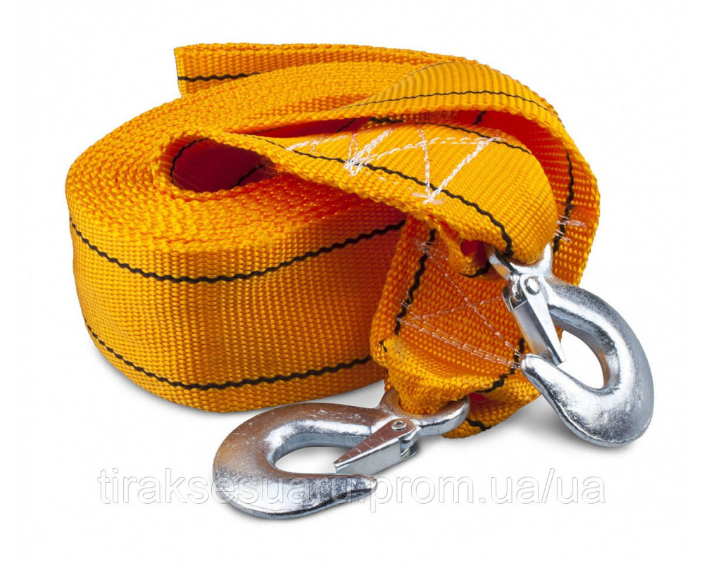 Буксировочный трос 10 тон, 6 метров крюк-крюк Буксировальный ремень 10т 6м крюк-крюк Луцк - изображение 1