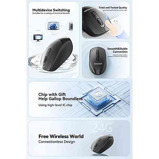 Миша безпровідна ESSAGER (Color box)Spirituel 2.4G wireless mouse Black (ESBWX-LD01-Z) Киев