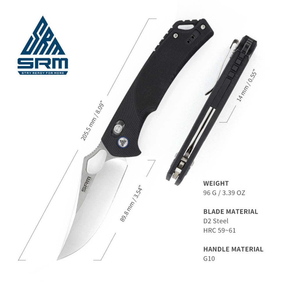 Нож складной SRM Retriever 9202, черный Киев - изображение 7