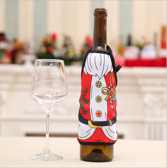 Декор на пляшку новорічний фартух 20 на 15 см різнобарвний Київ - фото 3