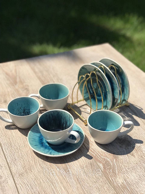 Набір кавової 4 чашки + 4 блюдця Olens "Totem" 100 мл кераміка білосня Київ - фото 1