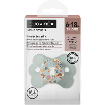 Пустушка Suavinex Wonderland у формі метелика, 6-18 міс. світло-зелена з малюнком (308783) Вінниця - фото 3