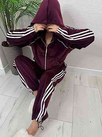 Женский стильный велюровый-плюшевый костюм двойка Бордо, 42/44 Одесса