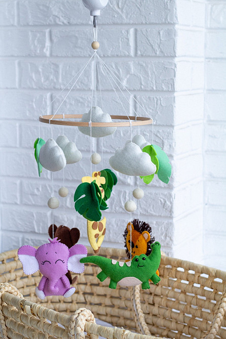 Дитячий музичний мобіль на ліжечко для немовлят WooolyWool «Африка» з 35 мелодіями Київ - фото 3