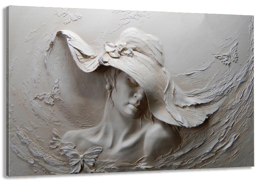 Картина полотно у вітальню / спальню   Дівчина в капелюсі   MLP_281 ( 60х30см ) Київ - фото 1