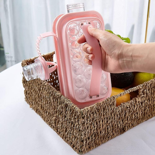 Силиконовая бутылка для льда на 17 шариков Розовый Винница