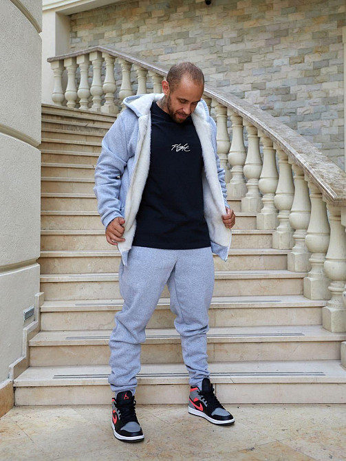 Мужской теплый костюм двойка трехнитка на флисе с мехом овчины Меланж, 50 Одесса - изображение 4