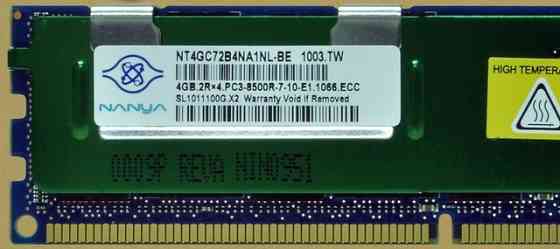 Модуль памяти NANYA 4GB PC3-8500R DDR3-1066 ECC 2RX4 CL7 240 PIN 1.5V (NT4GC72B4NA1NL-BE) Днепр