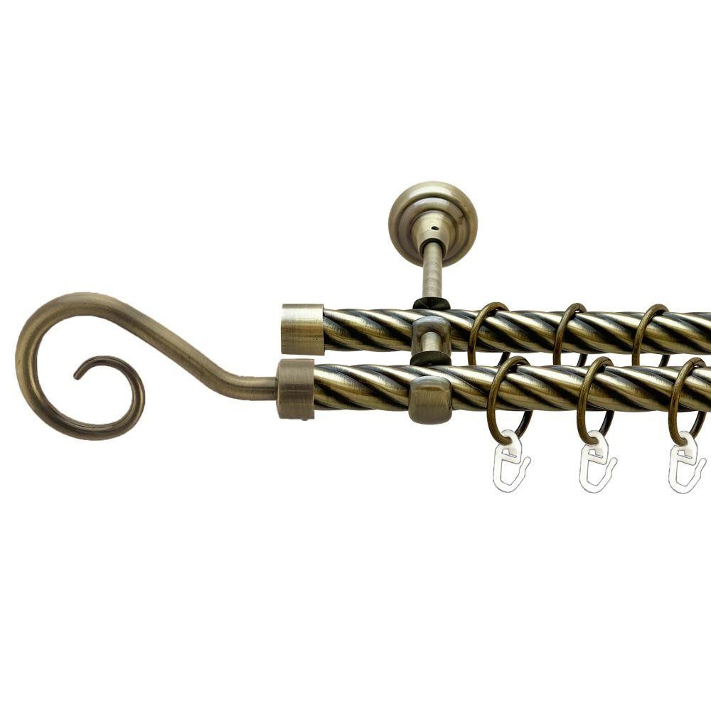 Карниз Orvit Гак металевий дворядний відкритий скручена труба кільце металеве Антик 19\19 мм 160 см Львов - изображение 1
