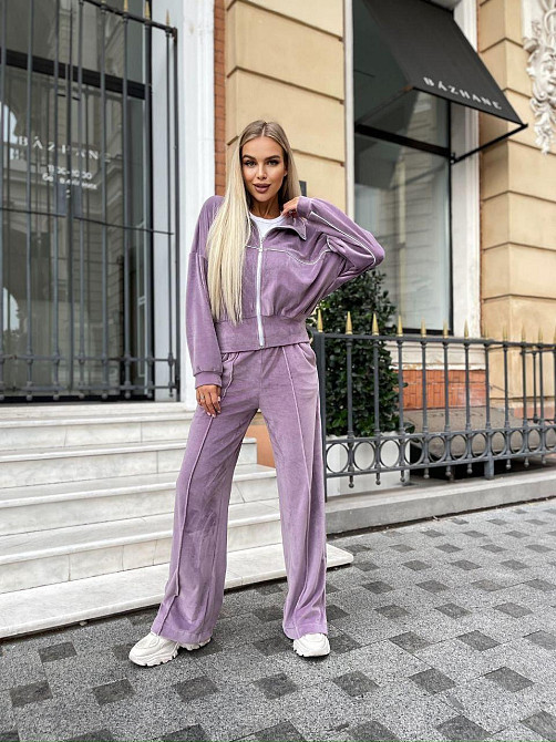 Женский стильный повседневный велюровый костюм двойка Пастельна Фріза Одесса - изображение 8
