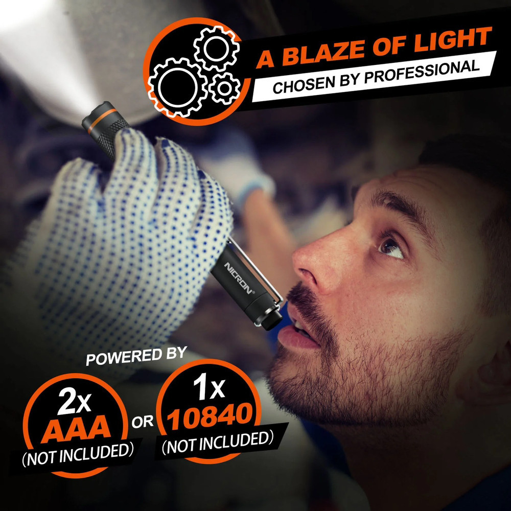 Ручний міні ліхтар із зумом NICRON B22W (120LM, HI CRI Lumileds LED, IPX5, Фокусування, Живлення 2*AAA) Киев - изображение 8