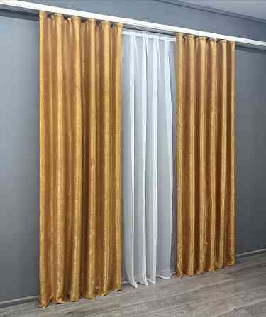 Комплект готовых штор VR-Textil Софт № 373ш Золотистый 150х270 см 2шт (30-367) Киев