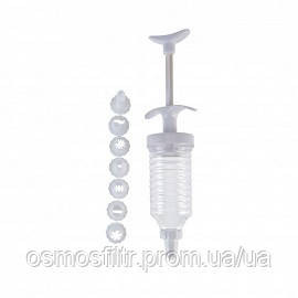 Шприц кондитерський пластик 8 насадок O  4,5 см, довжина: 10 см Київ - фото 1