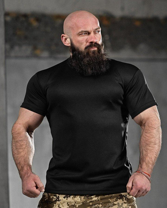 Тактическая потоотводящая футболка veres черная ДЛ6296 Одесса - изображение 1