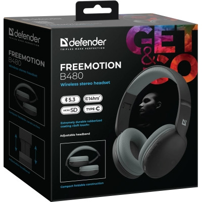 Навушники Defender FreeMotion B480 Bluetooth Black (63480) Вінниця - фото 2