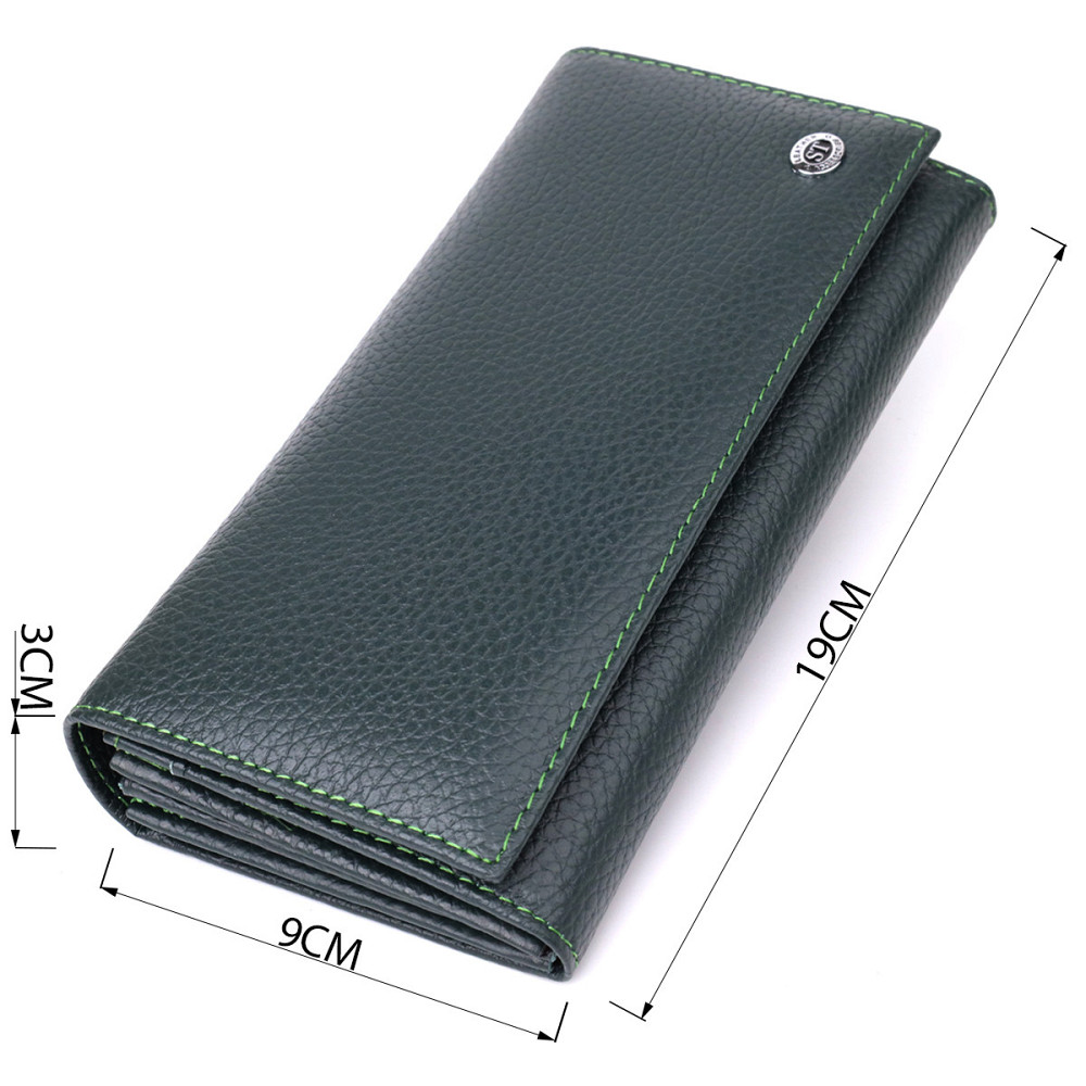 Модный кошелек для женщин из натуральной кожи ST Leather 23099 Зеленый Киев - изображение 3