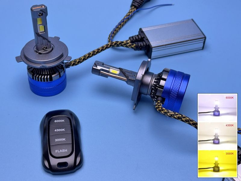 Комплект LED ламп H4 K68 (120W) з пультом — 3 кольори (3000K/4300K/6000K) + Стробоскоп Харків - фото 3