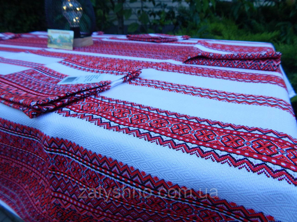 Бордова вишита скатертина з серветками 120 і 190 см Київ - фото 7