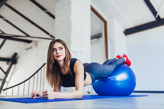 М'яч для фітнесу (фітбол) Power System PS-4018 Ø85 cm PRO Gymball Blue Кам'янське - фото 9