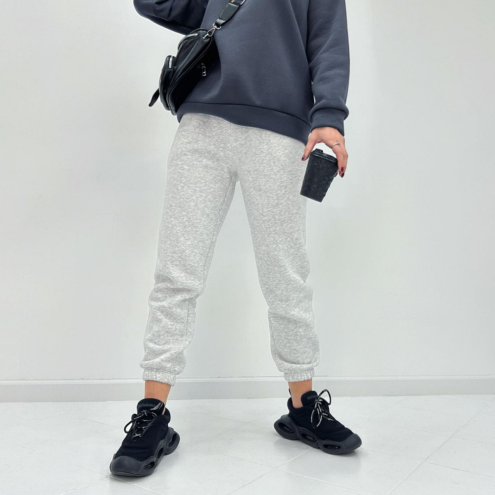 Жіночі спортивні штани на флісі "Mirage" Турція оптом | Норма і батал Сірий, 46-48 Київ - фото 5