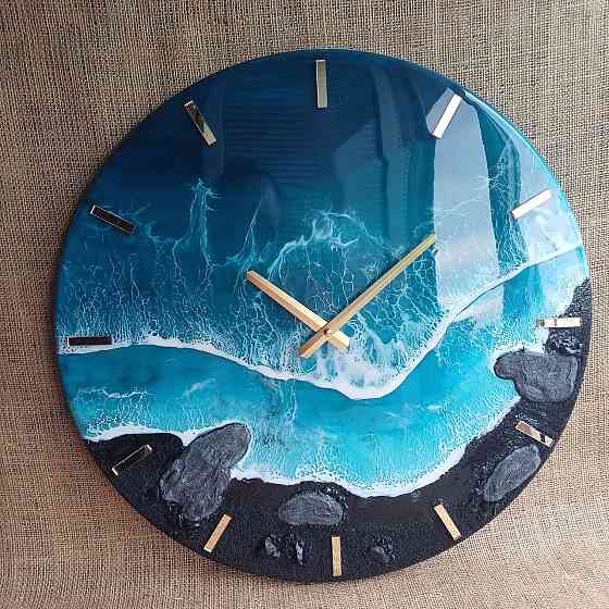 Годинник настінний 50 см з епоксидної смоли ручної роботи Дніпро