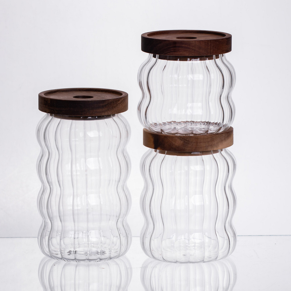 Yiwu Набір банок для зберігання 3 штуки з бамбуковими кришками 400/600/800 мл 64486-14 Коломыя - изображение 3