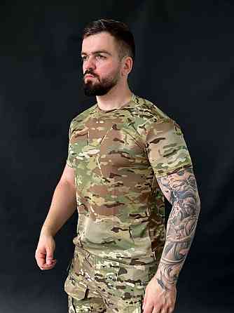 Футболка тактична мультикам Coolmax, військова польова футболка ЗСУ, чоловіча якісна футболка літня Львів