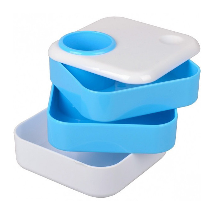 Стакан для ручек 568 пластиковый 10х10х9 см Голубой Винница - изображение 1