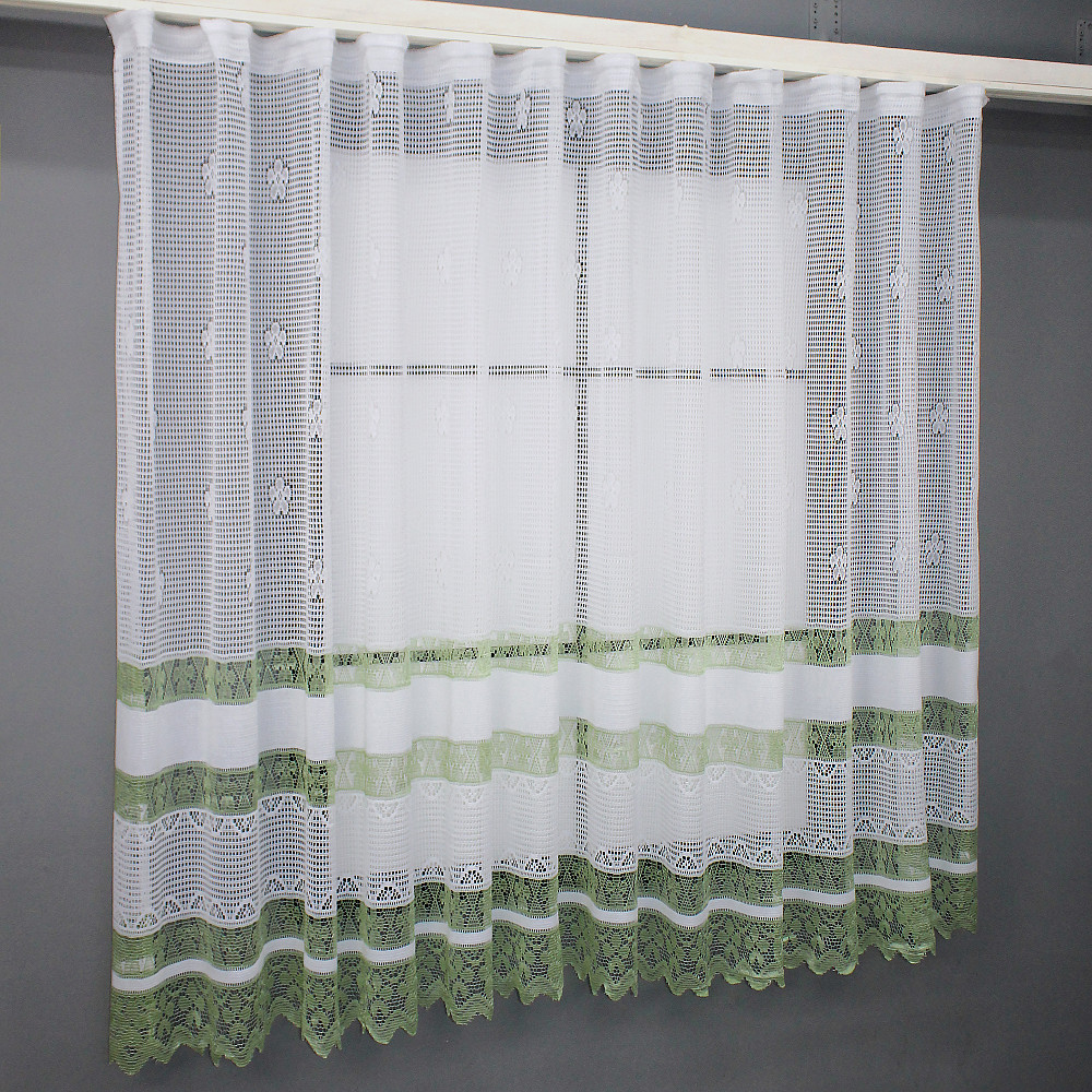 Тюль сетка VR-Textil Juli № 1150т Арка на кухню цвет белый с зеленым 400х150 см (53-0011) Киев - изображение 1