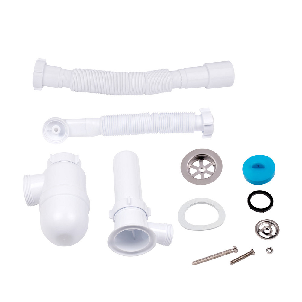 Сифон для кухонної мийки Lidz (WHI) 60 08 E004 00 з круглим переливом (вихід 50 мм) Київ - фото 4
