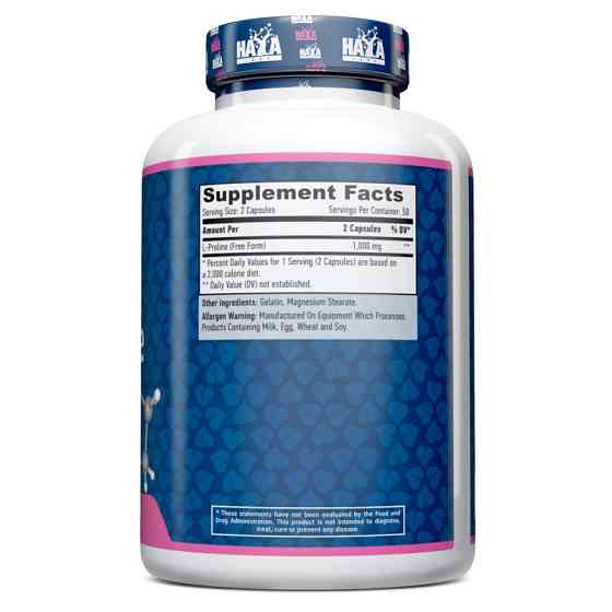 L-пролін Haya Labs L-Proline 1000 mg 100 caps Луцьк