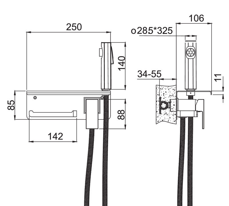 Гігієнічний змішувач Haiba GAUDI 069 з тримачем для туалетного паперу HB9596 Харків - фото 3