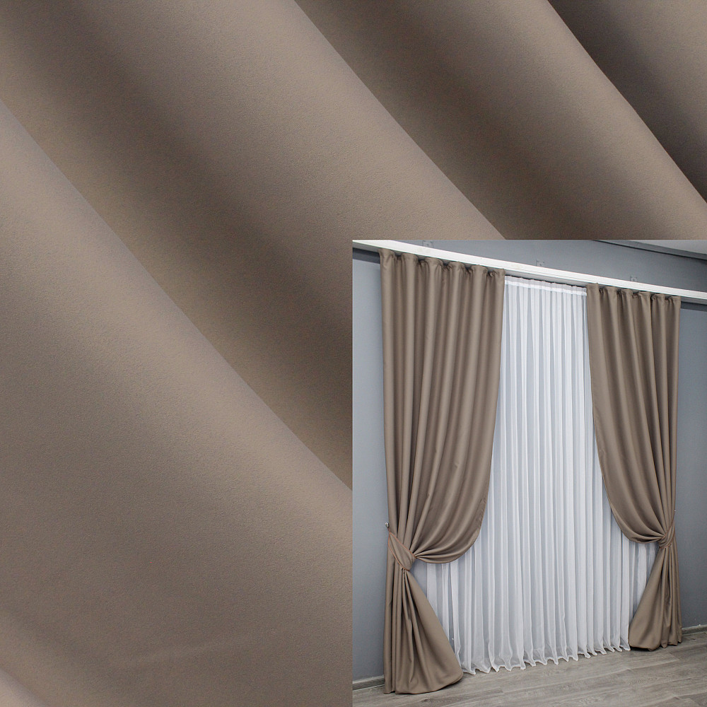 Комплект готовых штор VR-Textil Блэкаут Midnight № 1674ш Капучино 200х290 см 2 шт (32-356) Киев - изображение 1