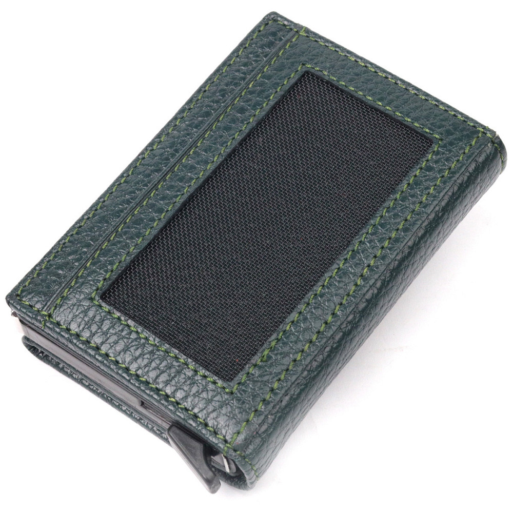 Оригинальная визитница из натуральной зернистой кожи Зеленый (KARYA) Киев - изображение 6
