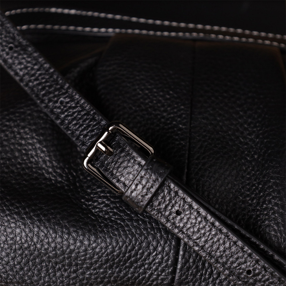 Жіноча сумка з м'якої натуральної шкіри з акцентом на драпірування Vintage 22896 Чорний Київ - фото 9