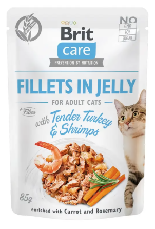 Влажный корм для кошек Брит Brit Care Cat pouch 85 г (индейка с креветками в желе) Винница
