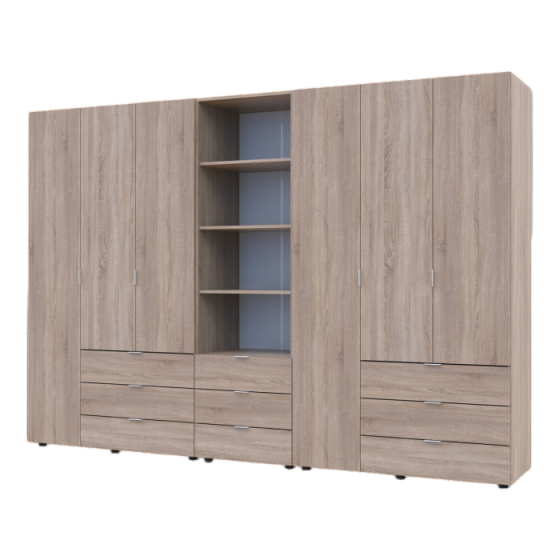 Шкаф для одежды Doros Гелар Дуб сонома 3+3ДСП с пеналом 292.4х49.5х203.4 (DRS-011925) Днепр