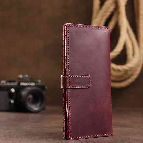 Кожаное женское матовое портмоне GRANDE PELLE 11561 Бордовый Киев