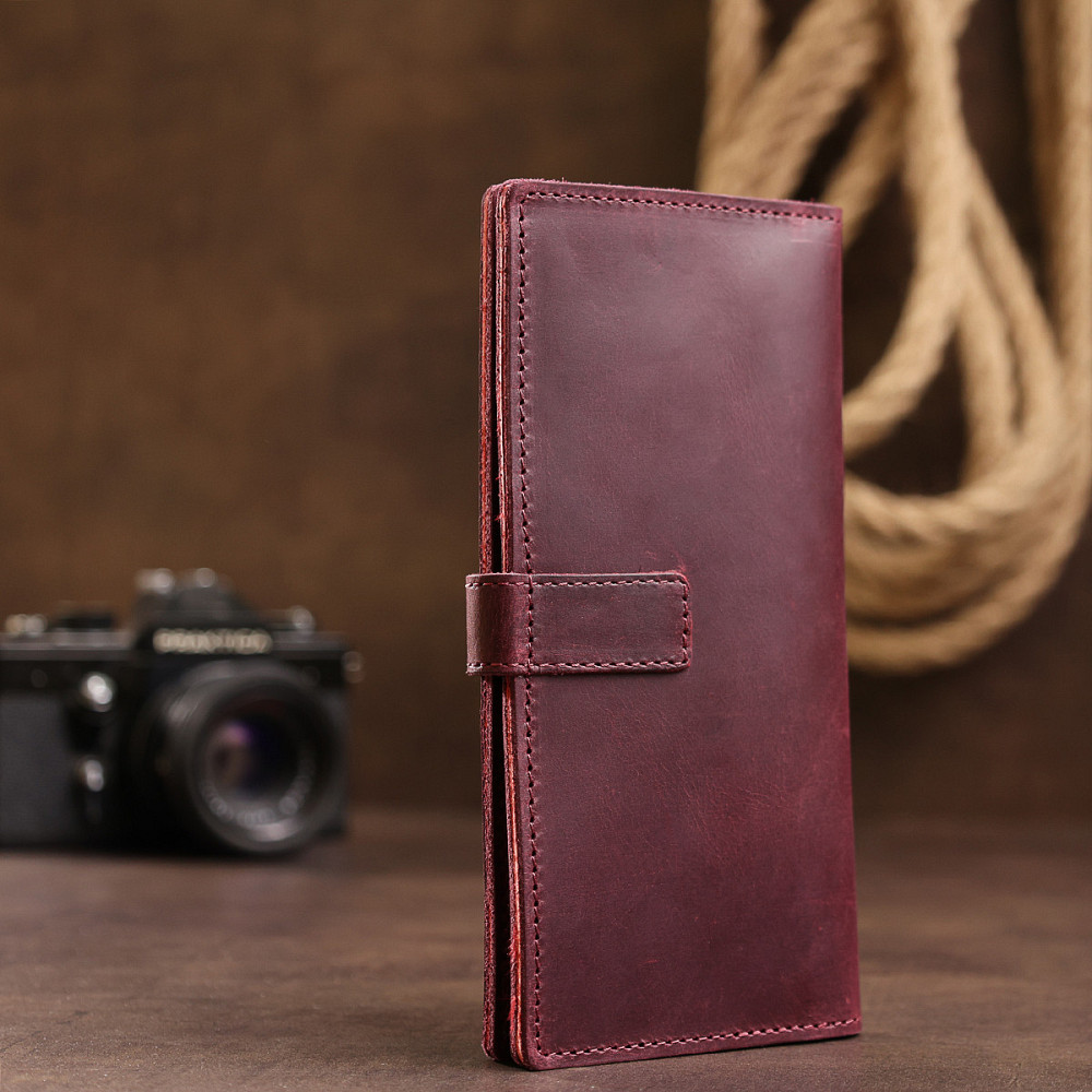 Шкіряне жіноче матове портмоне GRANDE PELLE 11561 Бордовий Київ - фото 2