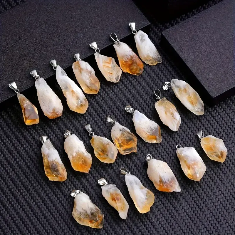 Підвіска з натурального цитрину з металевою петлею – необроблений камінь Київ - фото 5