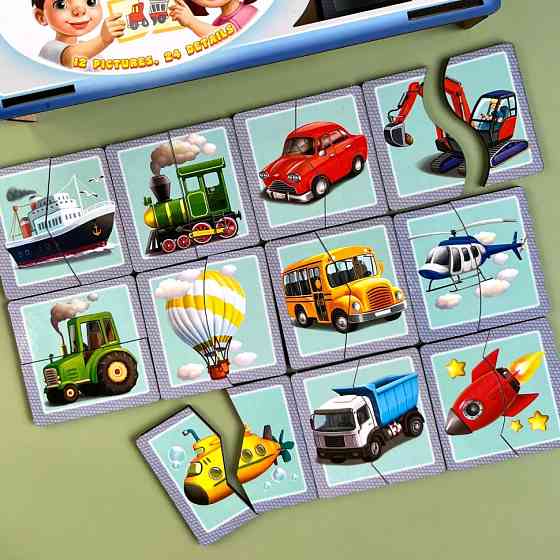 Настільна розвиваюча гра-пазл "Види транспорту" Ubumblebees (ПСФ073) PSF073, 12 картинок-половинок Вінниця