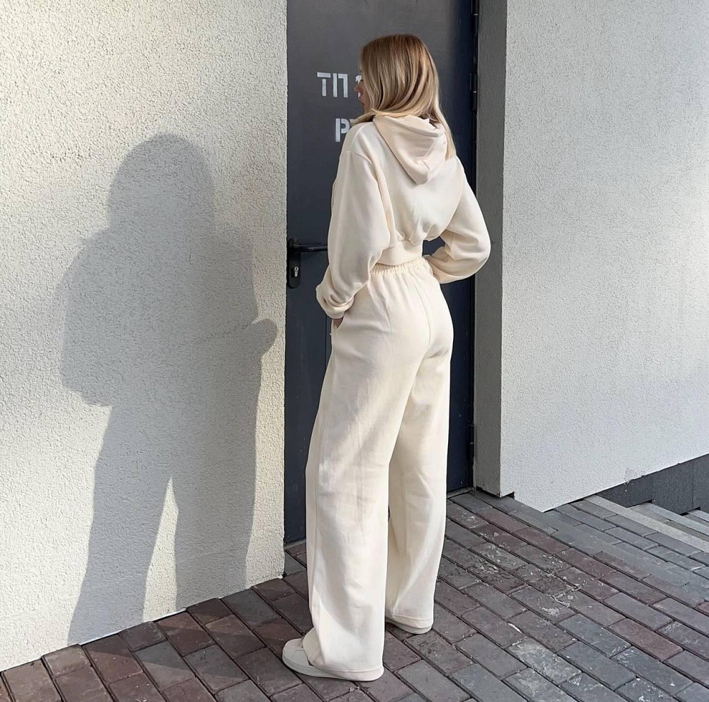 Жіночий прогулянковий костюм-двійка: кофта та штани двонитка Беж, 44/46 Одеса - фото 4