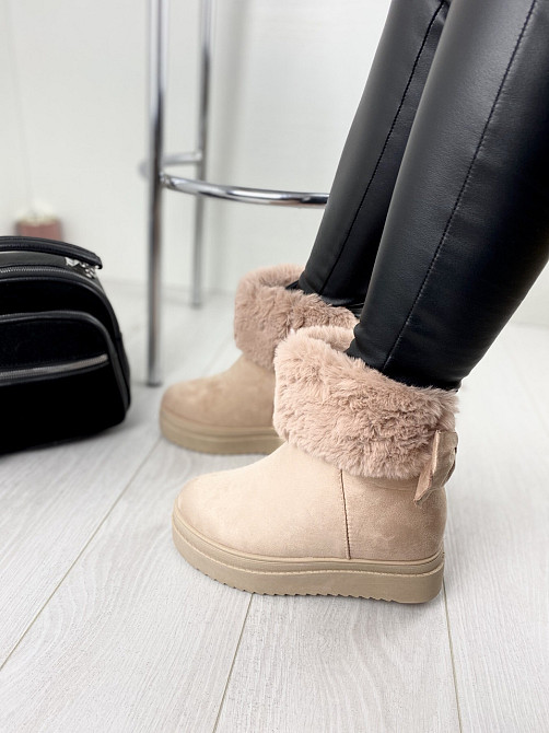 Женские черевики 8323-20 пудра эко-замша зима высота 18см танкетка 7см (1140) Коломыя - изображение 6