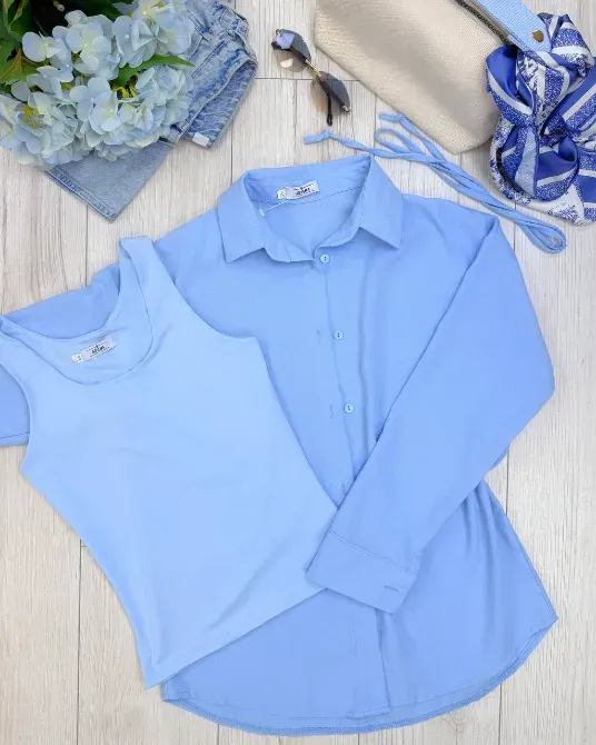 Жіноча лляна сорочка та базова майка купити недорого Одеса - фото 2