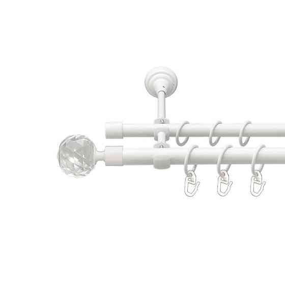 Карниз Orvit Люміера металевий дворядний відкритий гладка труба кільце металеве Арктіс 19\16 мм 300 см Львов